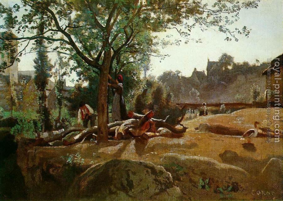 Jean-Baptiste-Camille Corot : Peasants under the Trees at Dawn, Morvan